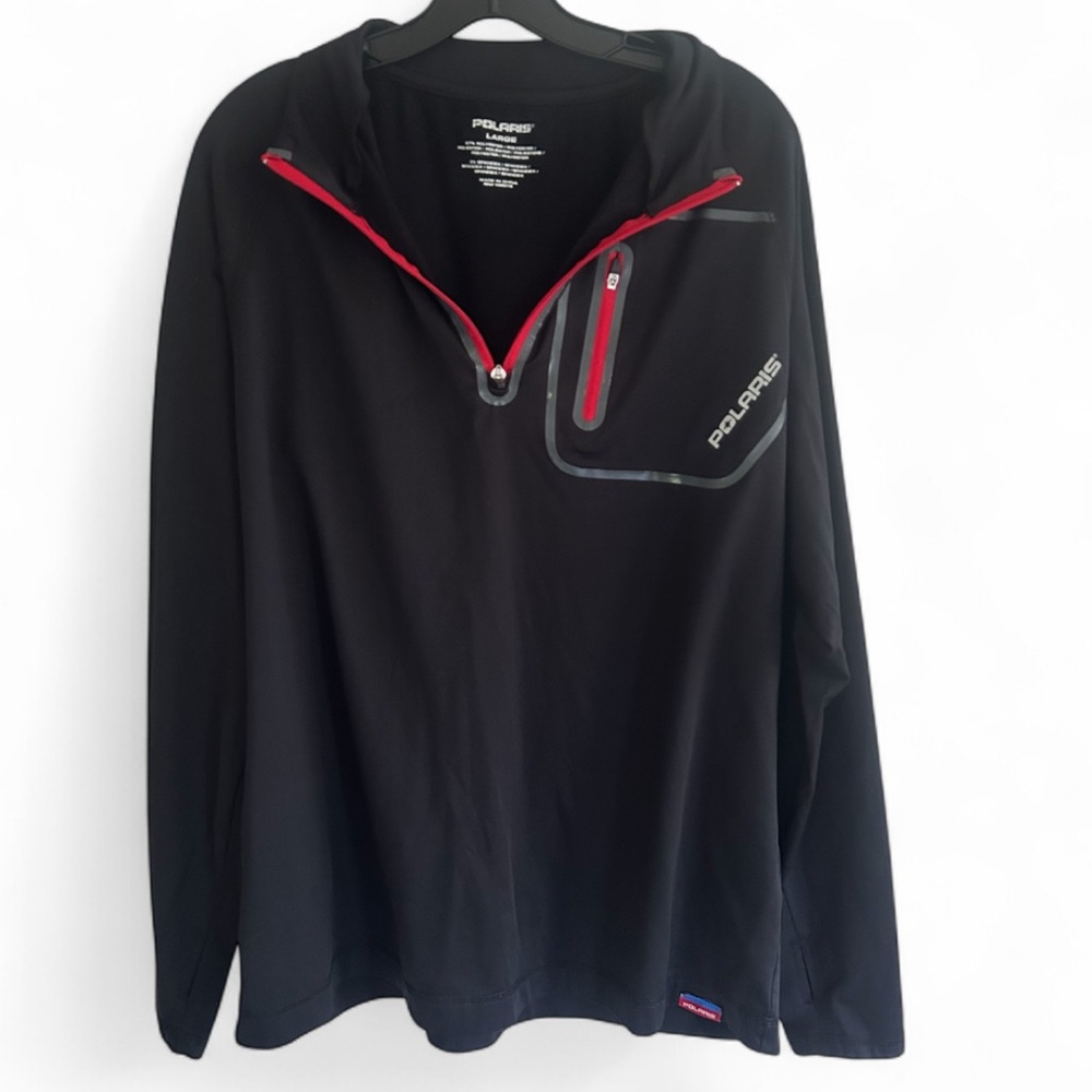 POLARIS Black Quarter Zip Pullover Base Layer LS Top Performance Active | Size L